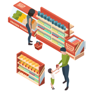 Point-of-Sale Shoppers A Consommateurs de présentoirs